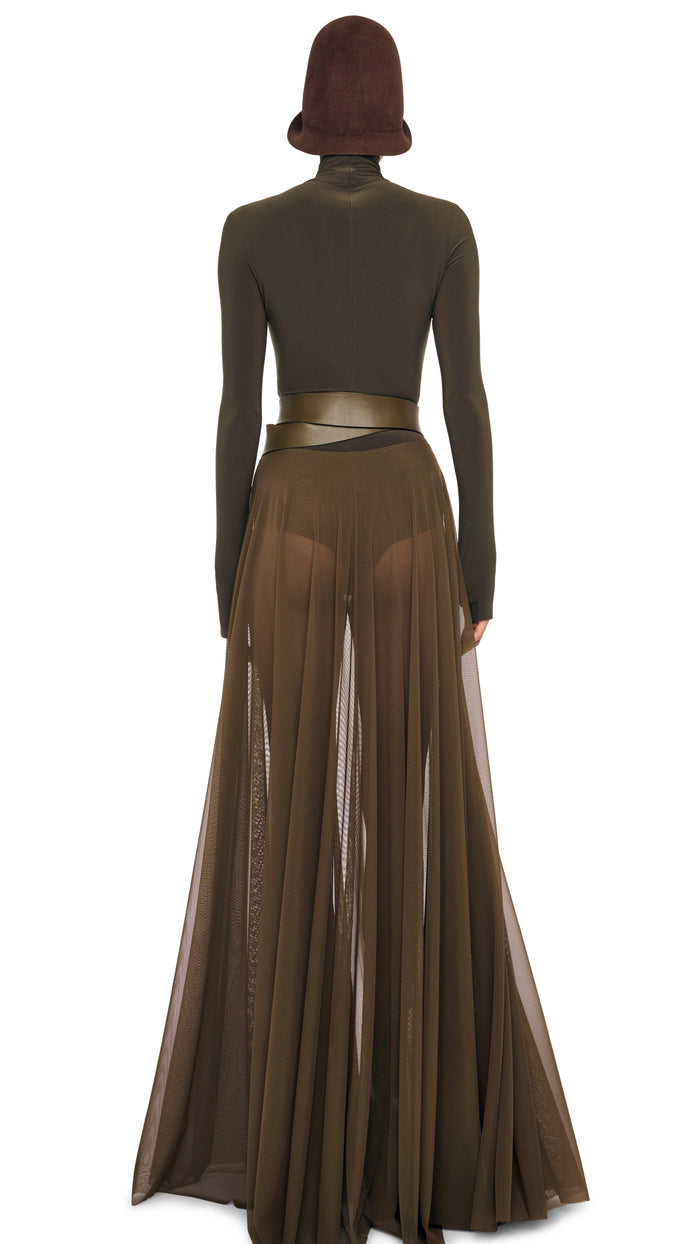 Norma Kamali FLARED SKIRT TO FLOOR W/ LEGGING W/ FOOTIE