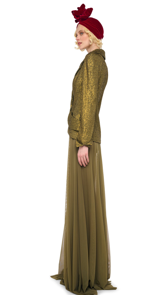 Norma Kamali FLARED SKIRT TO FLOOR W/ LEGGING W/ FOOTIE