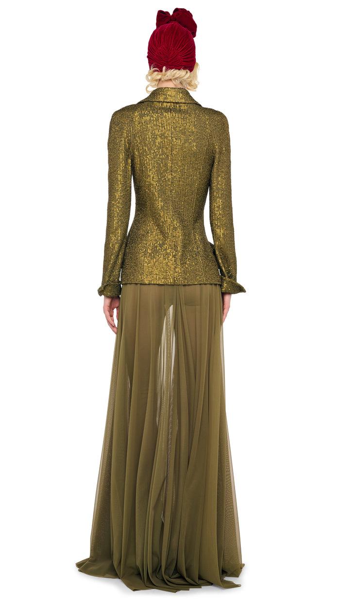 Norma Kamali FLARED SKIRT TO FLOOR W/ LEGGING W/ FOOTIE