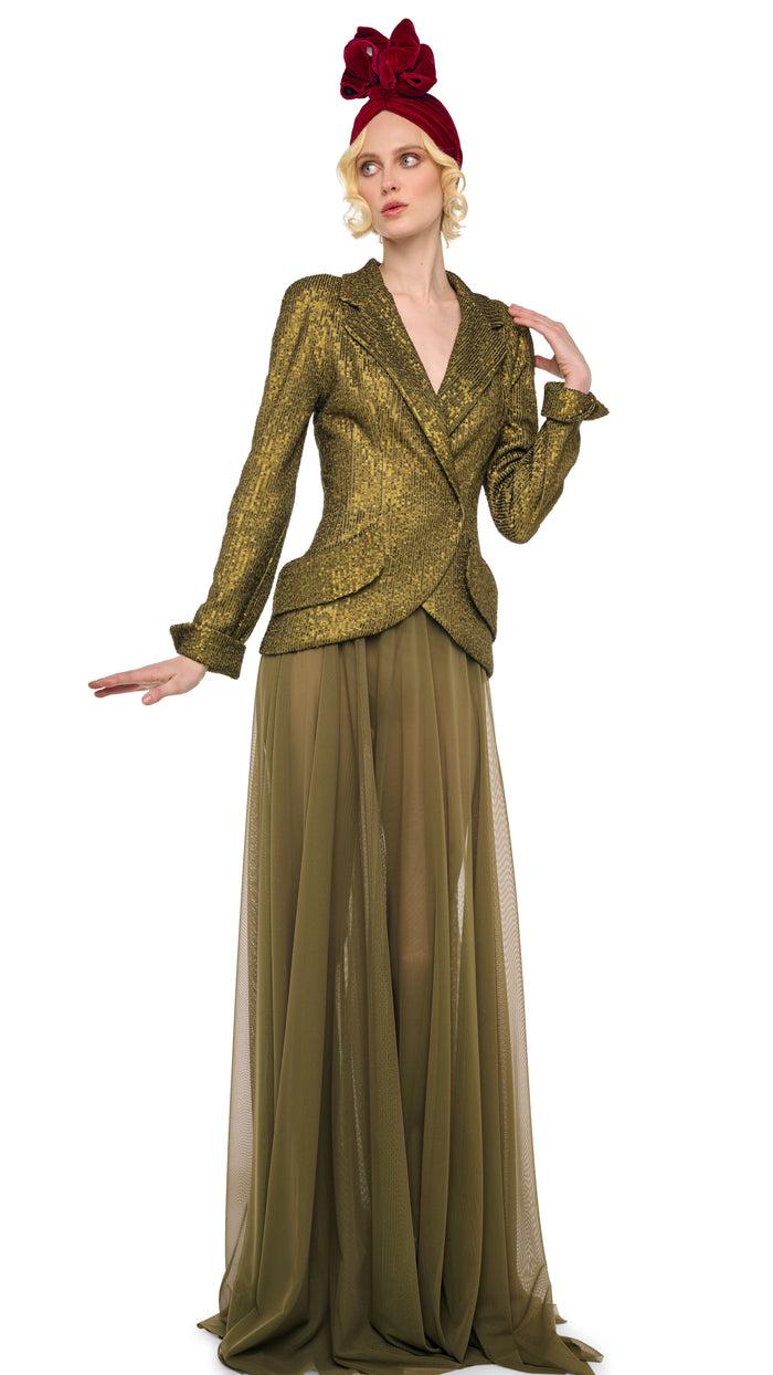 Norma Kamali FLARED SKIRT TO FLOOR W/ LEGGING W/ FOOTIE