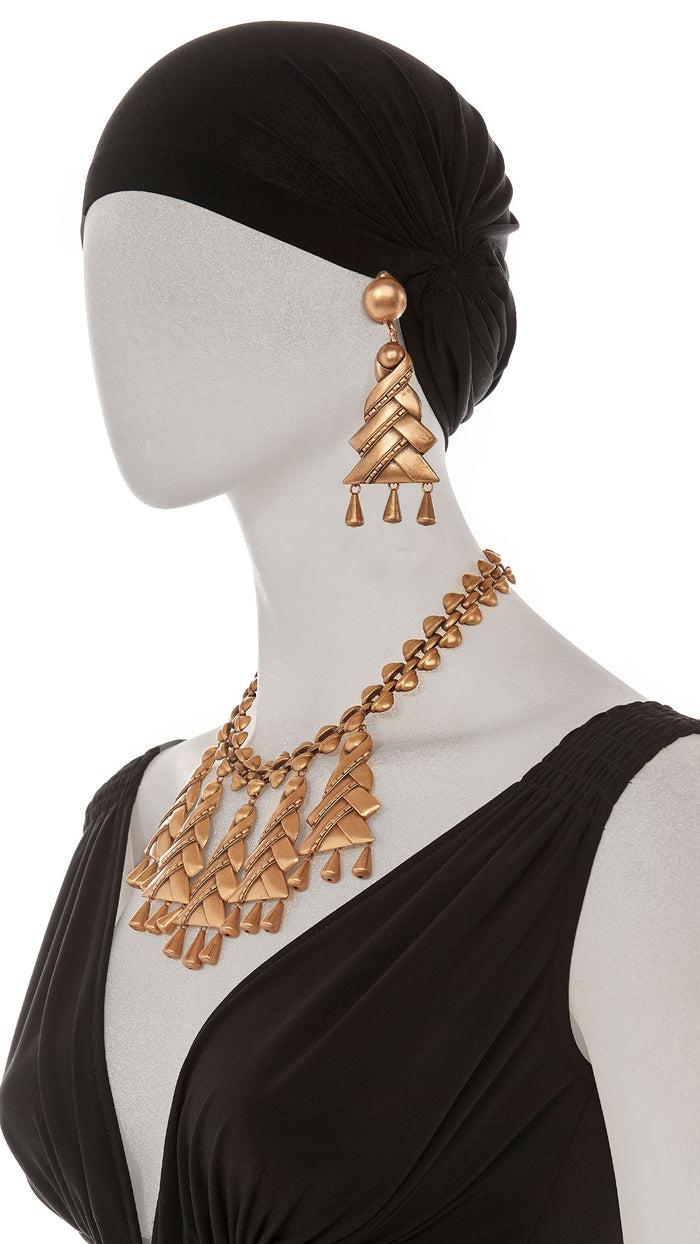Norma Kamali HOLLYWOOD REGENCY STYLE BIB PENDANT NECKLACE WITH MATCHING EARRINGS