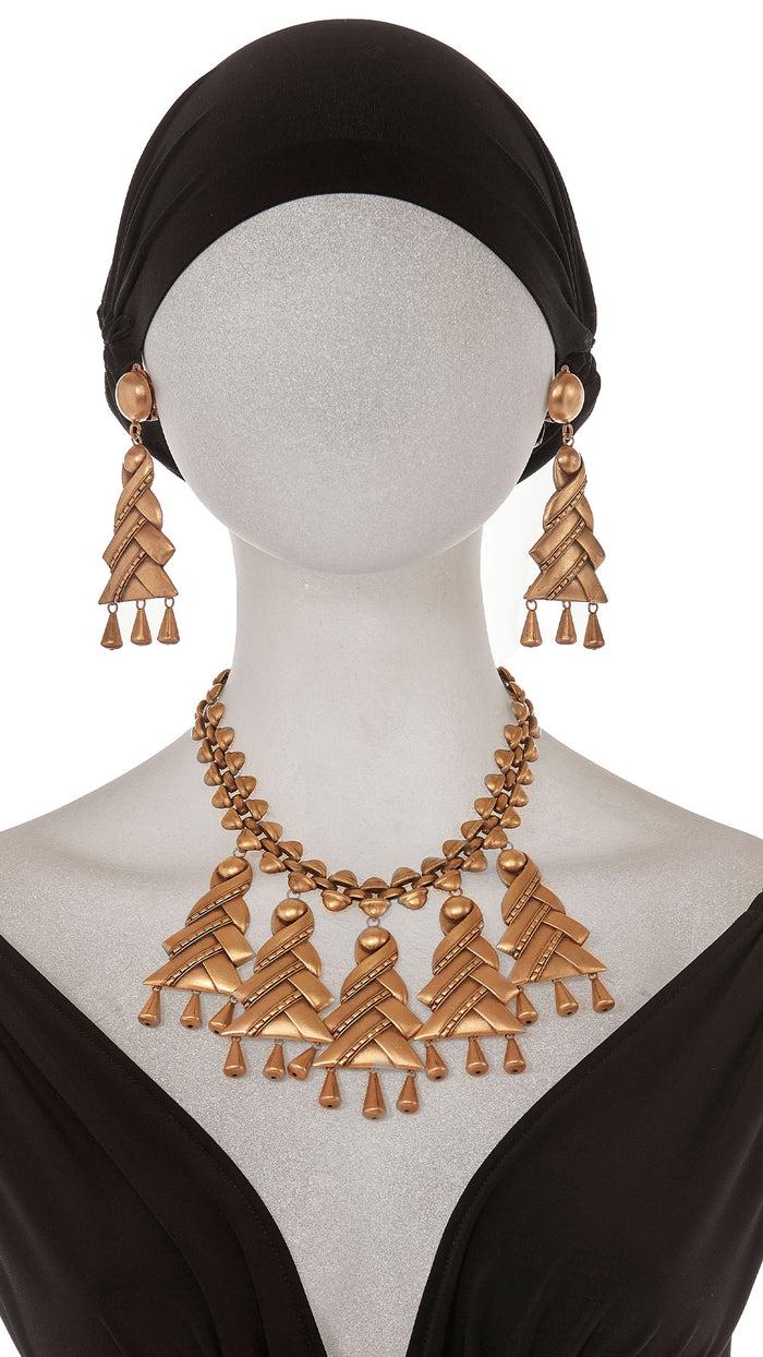 Norma Kamali HOLLYWOOD REGENCY STYLE BIB PENDANT NECKLACE WITH MATCHING EARRINGS