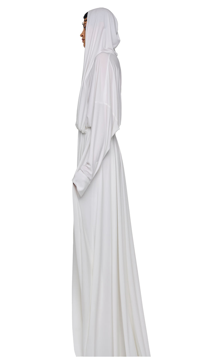 Norma Kamali HOODED SUPER OS BF NK SHIRT FLARED GOWN