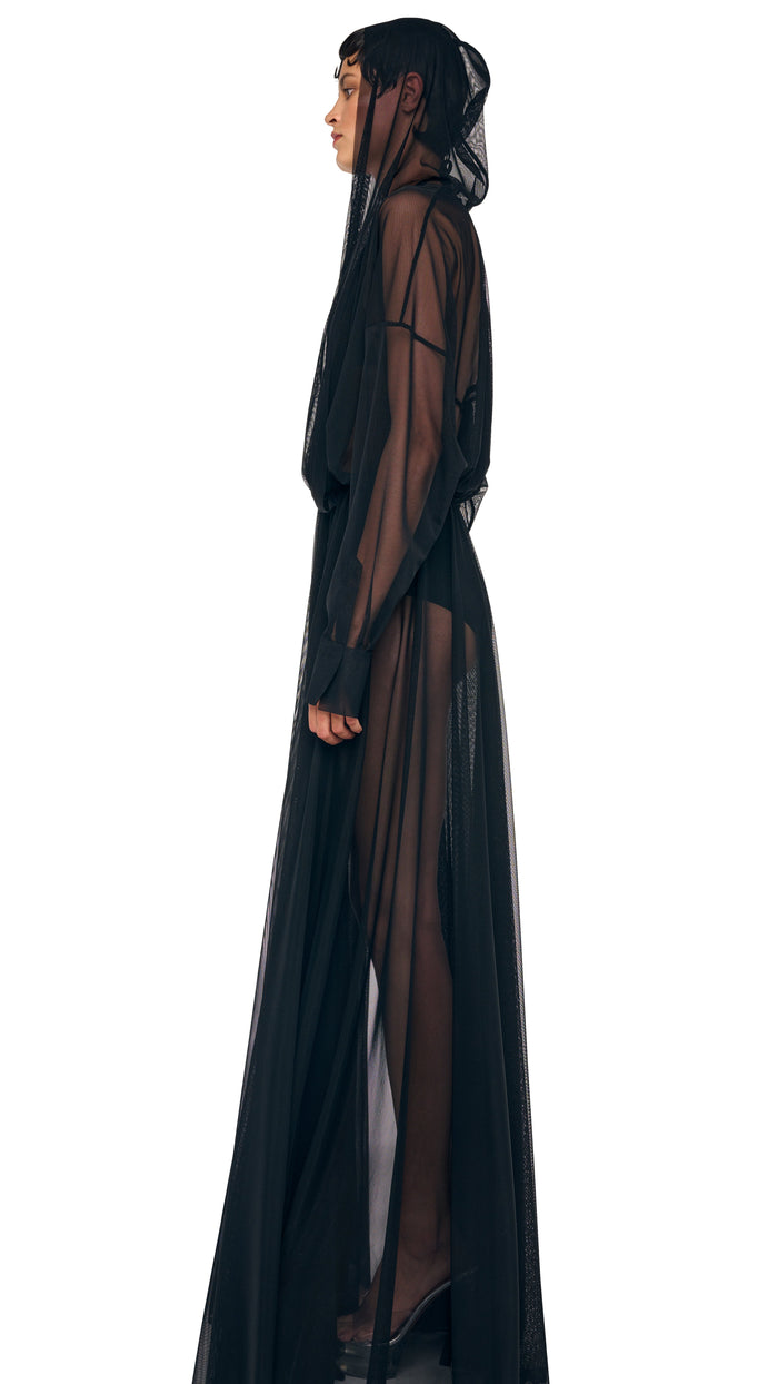 Norma Kamali HOODED SUPER OS BF NK SHIRT FLARED GOWN