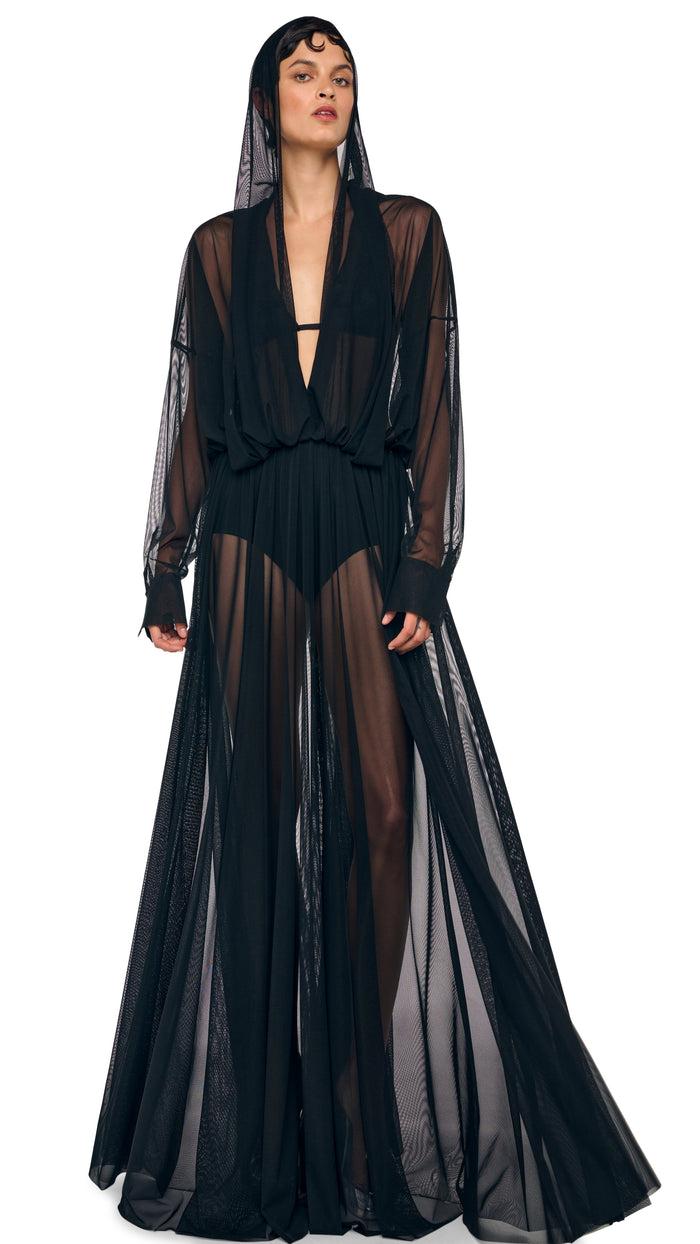 Norma Kamali HOODED SUPER OS BF NK SHIRT FLARED GOWN
