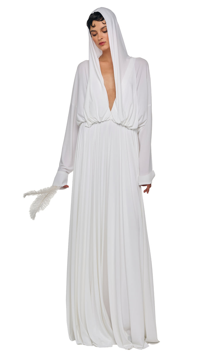 norma kamali HOODED SUPER OS BF NK SHIRT FLARED GOWN