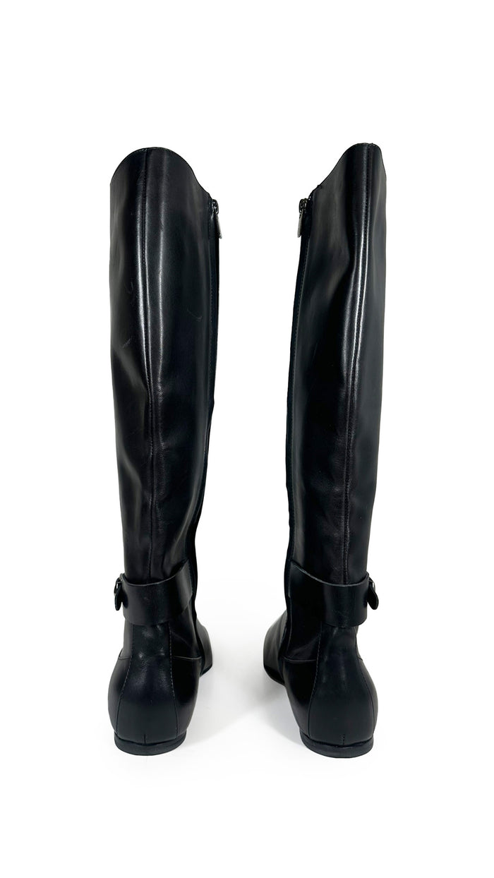 Norma Kamali JIL SANDER RIDING LEATHER BOOT WITH BUCKLE
