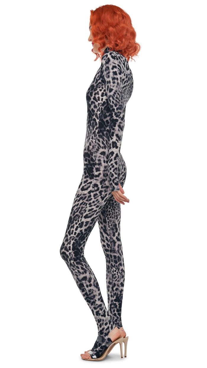 Norma Kamali LONG SLEEVE SLIM FIT TURTLE CATSUIT W/ FOOTIE