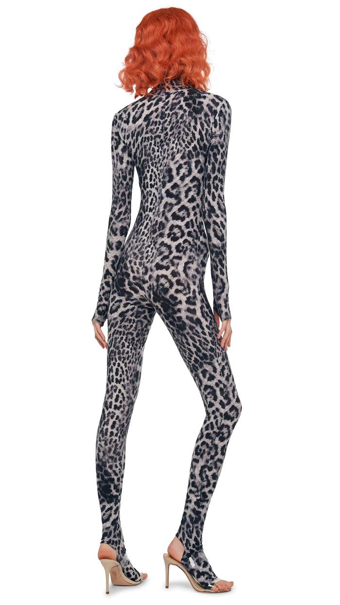 Norma Kamali LONG SLEEVE SLIM FIT TURTLE CATSUIT W/ FOOTIE