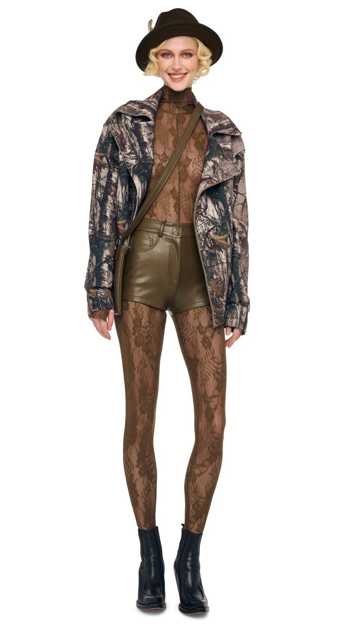 Norma Kamali LONG SLEEVE SLIM FIT TURTLE CATSUIT W/ FOOTIE