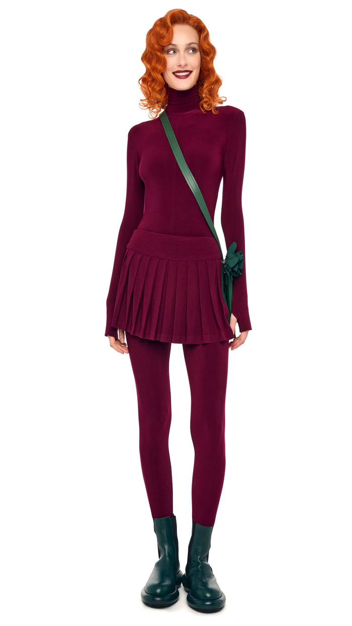 Norma Kamali LONG SLEEVE SLIM FIT TURTLE CATSUIT W/ FOOTIE