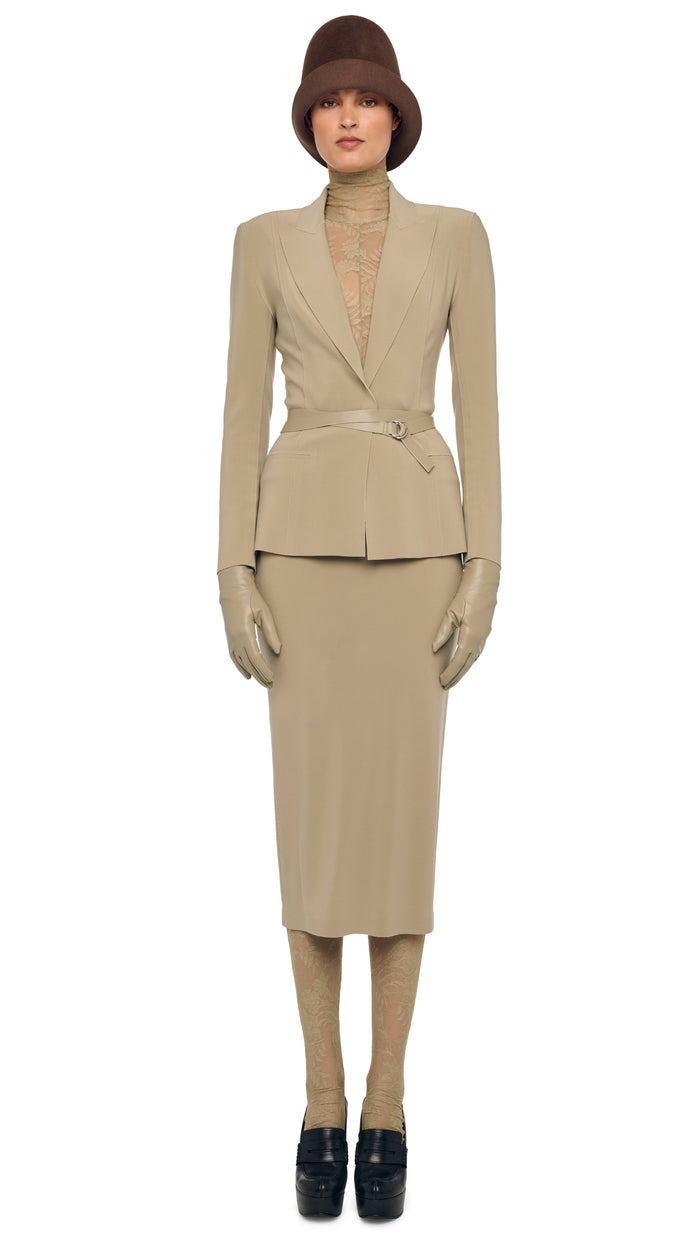 norma kamali LONG SLEEVE SLIM FIT TURTLE CATSUIT W/ FOOTIE