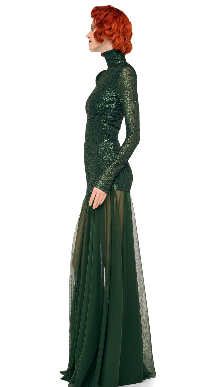 Norma Kamali LONG SLEEVE SLIM FIT TURTLENECK PICKLEBALL DRESS