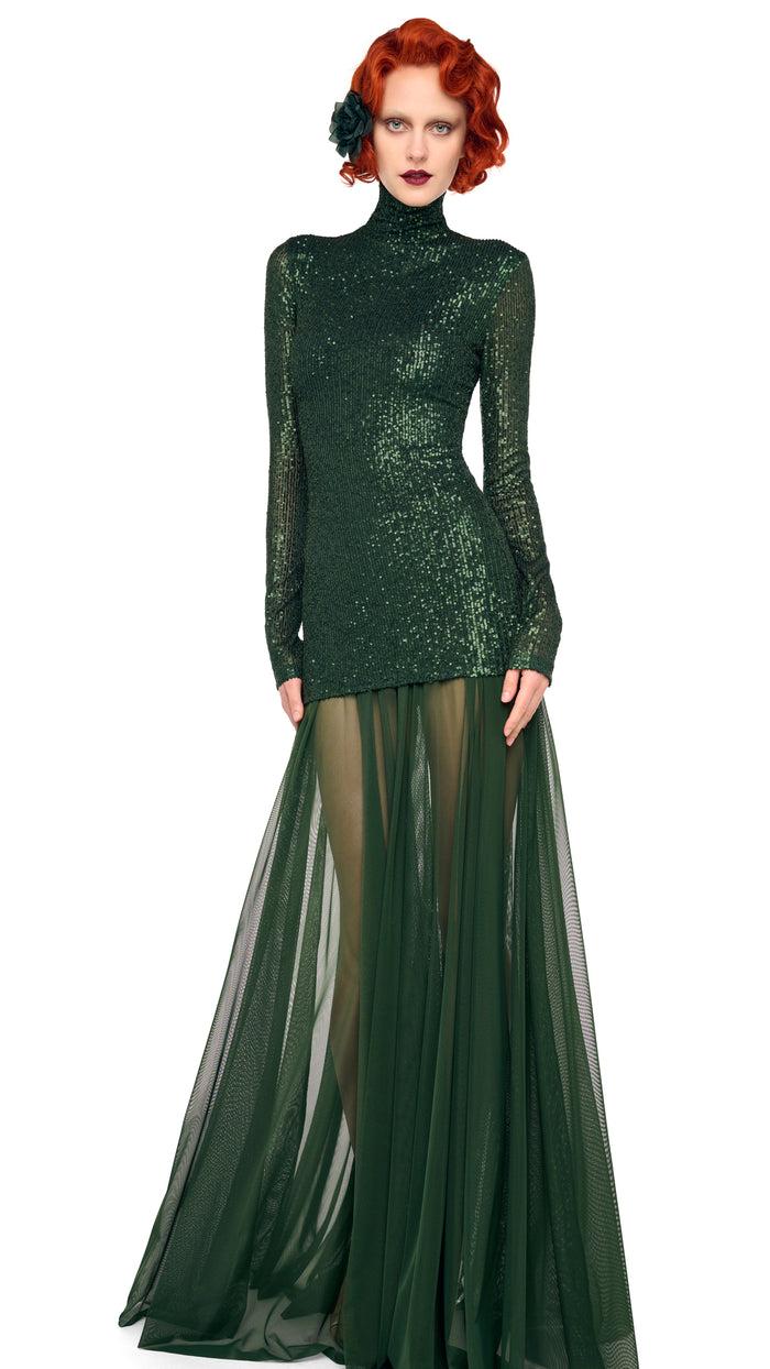 Norma Kamali LONG SLEEVE SLIM FIT TURTLENECK PICKLEBALL DRESS