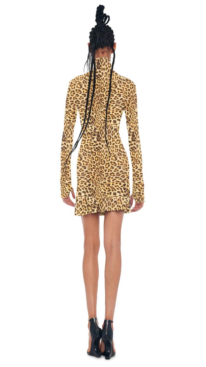 Norma Kamali LONG SLEEVE TURTLE FISHTAIL MINI DRESS