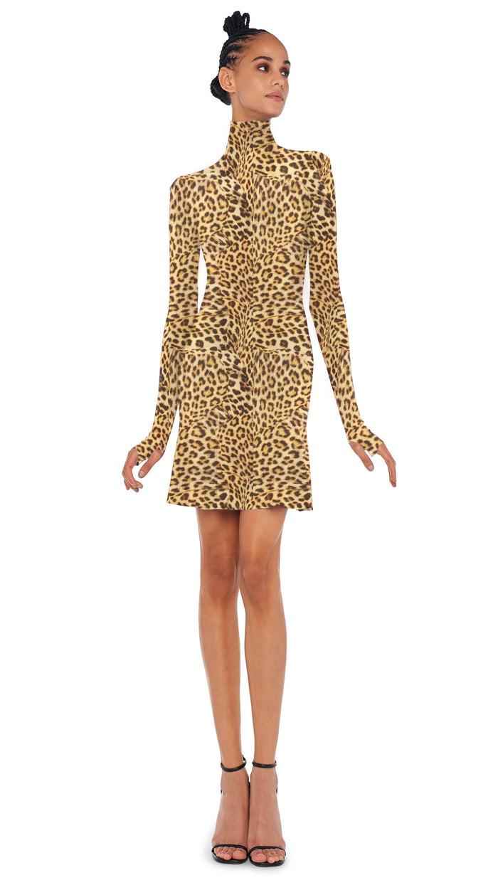 norma kamali LONG SLEEVE TURTLE FISHTAIL MINI DRESS