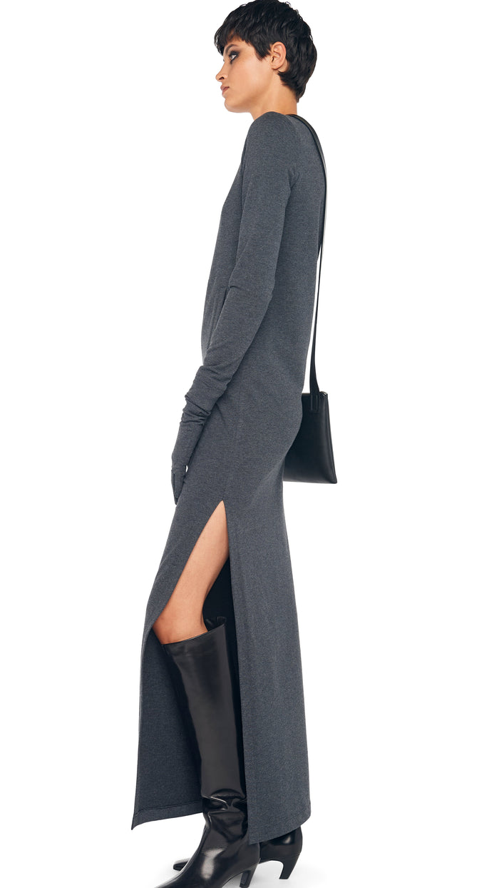 Norma Kamali LS TAILORED DRESS TO ANKLE W/ SIDE SLIT