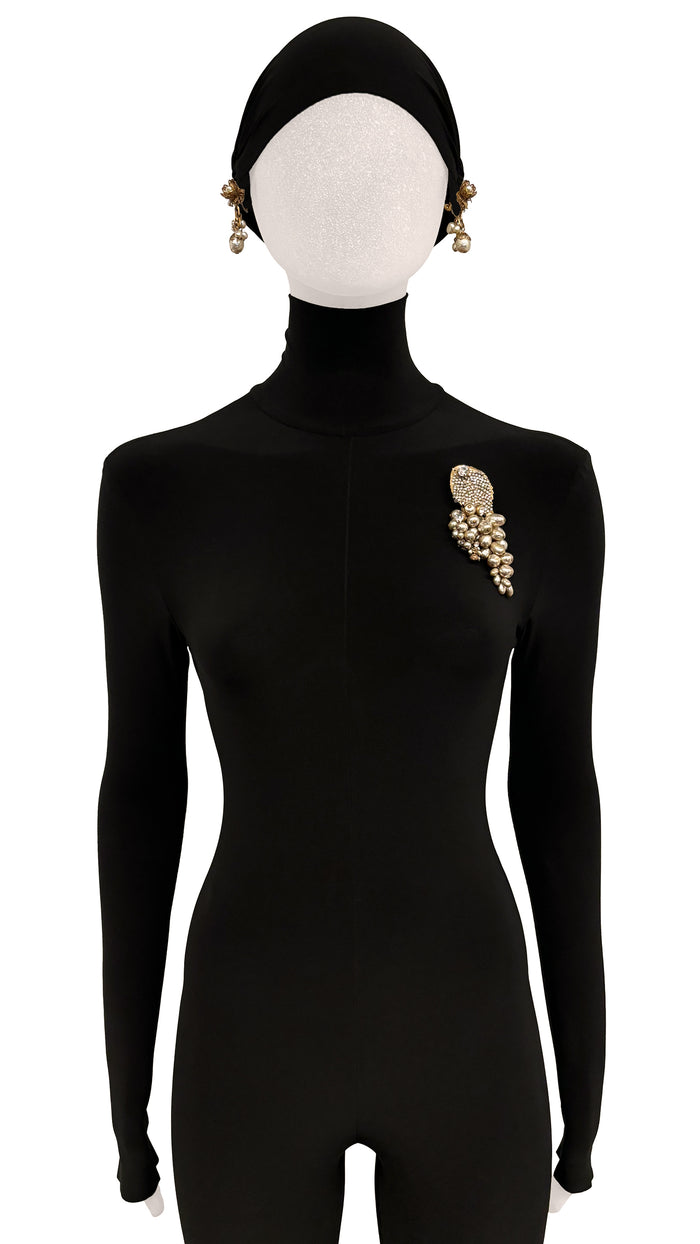 norma kamali MIRIAM HASKELL BEAD/STONE BROOCH AND EARRINGS SET