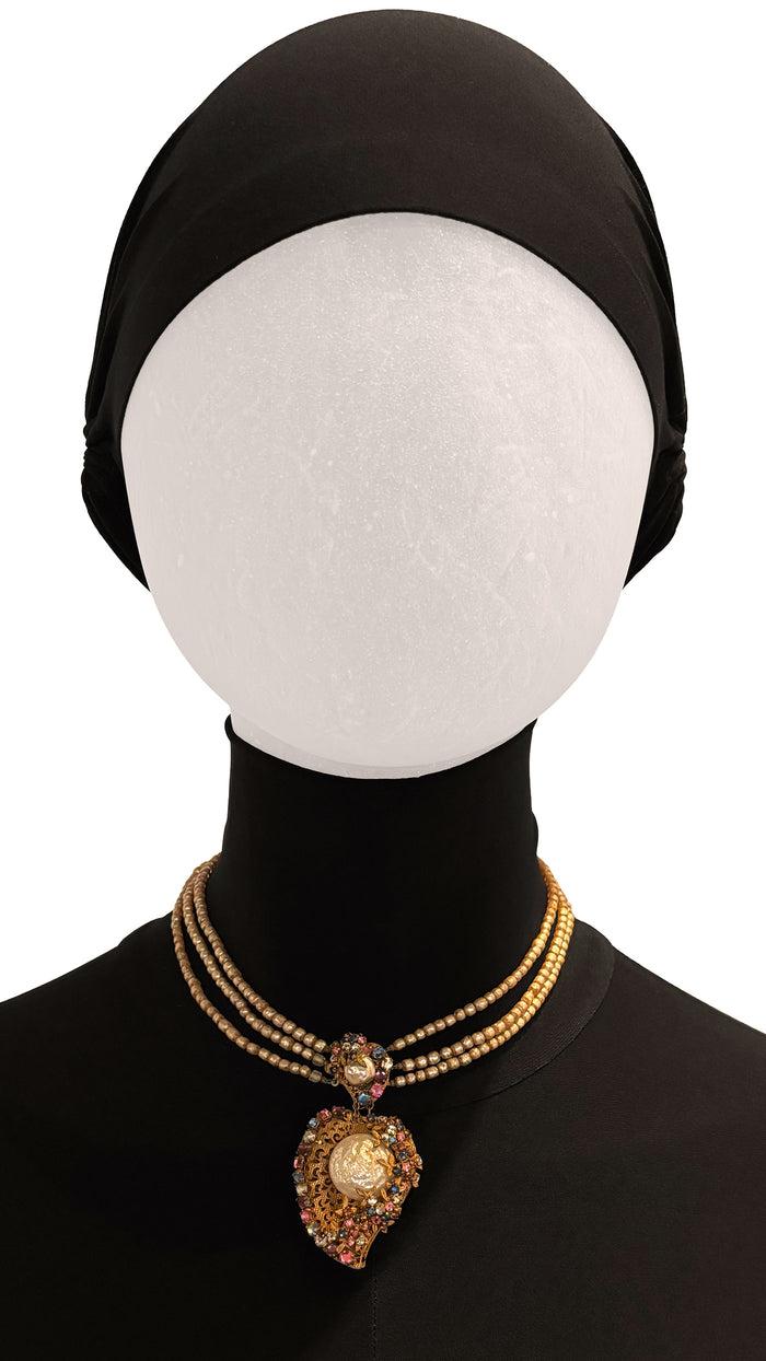 Norma Kamali MIRIAM HASKELL BEADED BRASS/STONE NECKLACE AND BRACELET SET