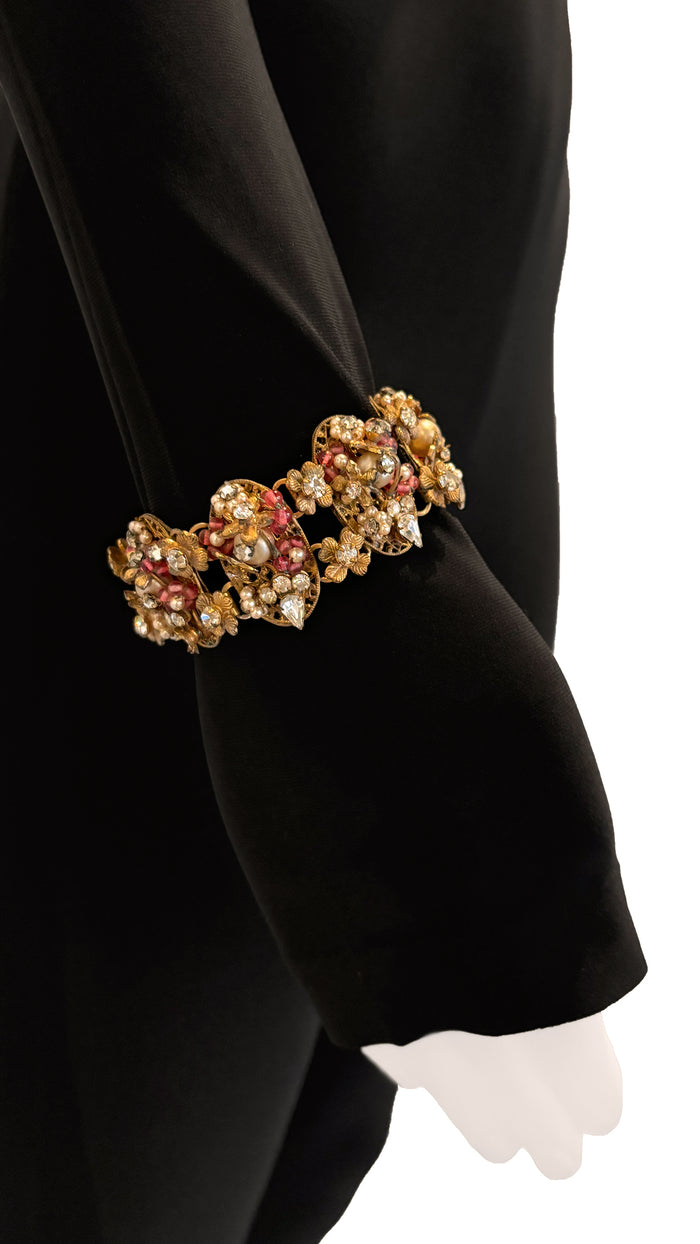 Norma Kamali MIRIAM HASKELL BEADED BRASS/STONE NECKLACE AND BRACELET SET