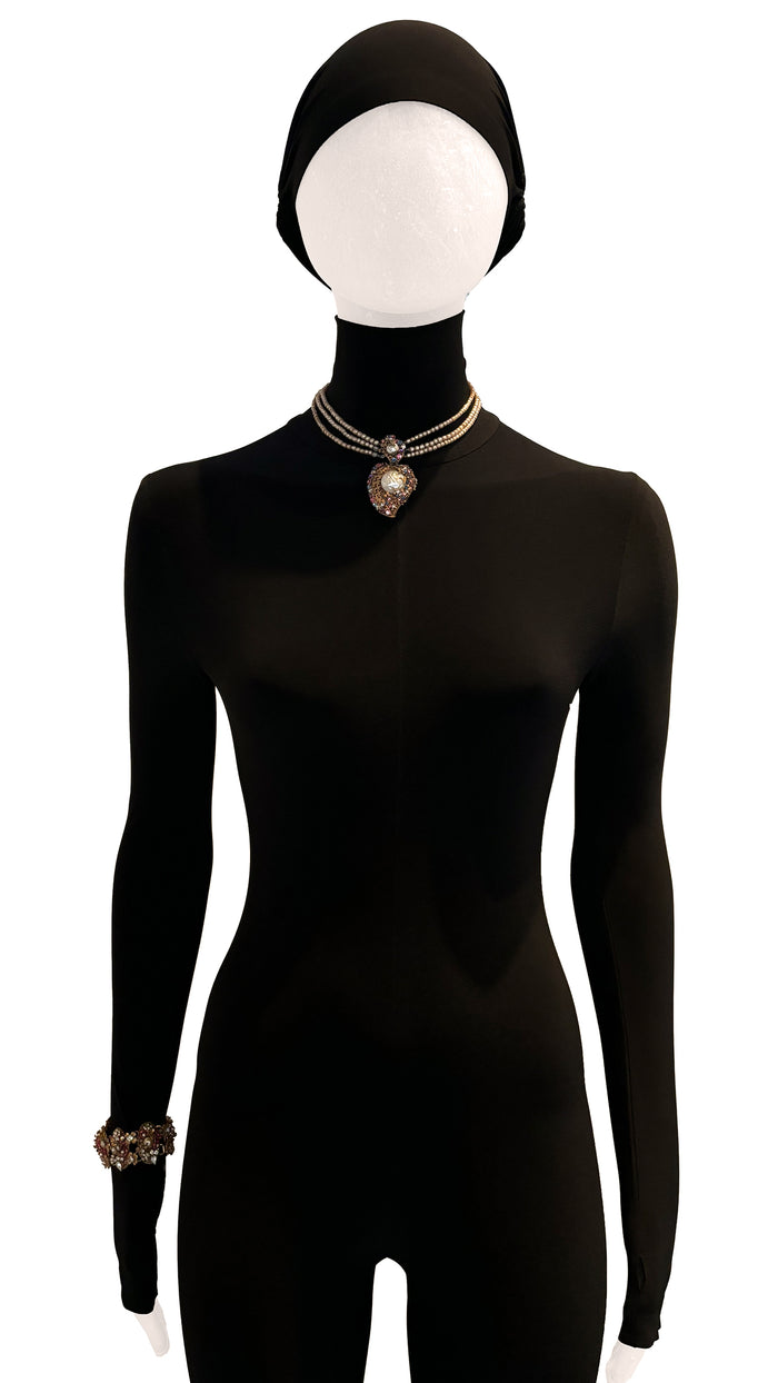 norma kamali MIRIAM HASKELL BEADED BRASS/STONE NECKLACE AND BRACELET SET