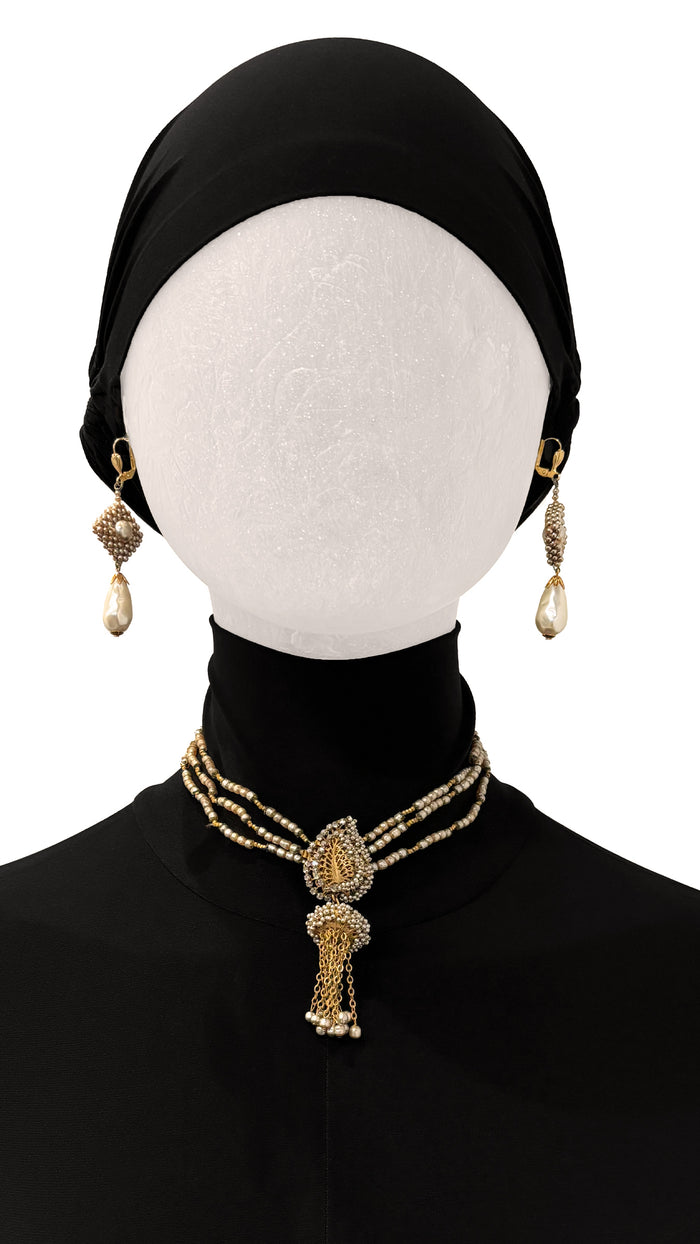 Norma Kamali MIRIAM HASKELL BEADED EARRINGS AND DROP NECKLACE SET