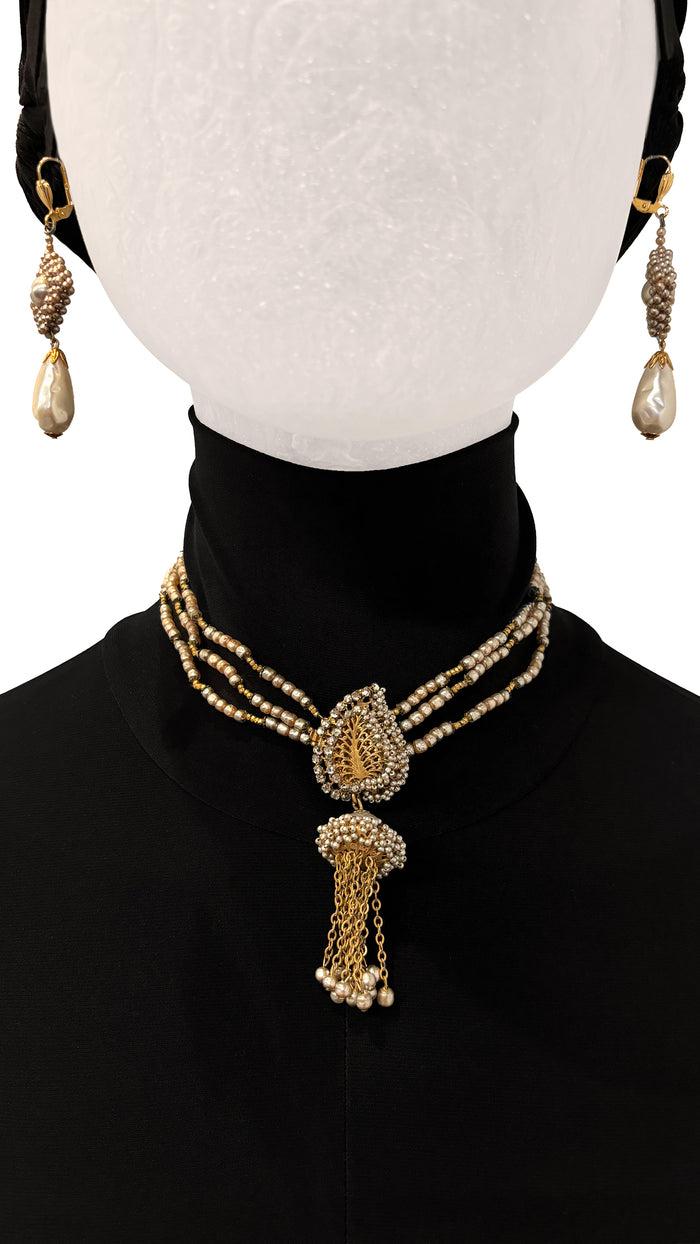 Norma Kamali MIRIAM HASKELL BEADED EARRINGS AND DROP NECKLACE SET
