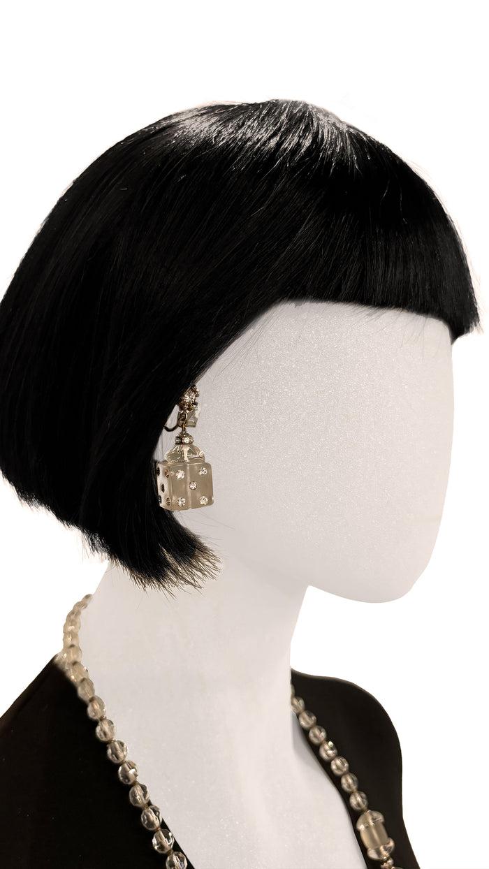 Norma Kamali MIRIAM HASKELL CRYSTAL DICE EARRINGS AND NECKLACE