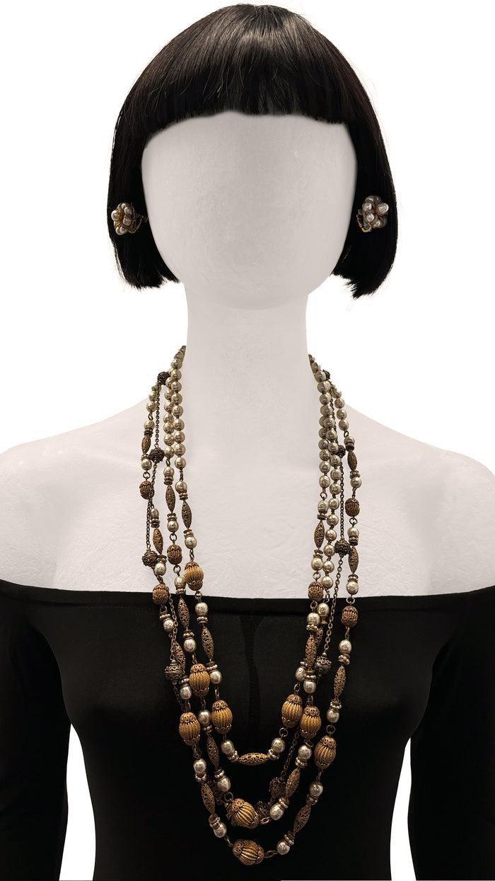 Norma Kamali MIRIAM HASKELL LAYERED BEADED NECKLACE AND EARRING SET