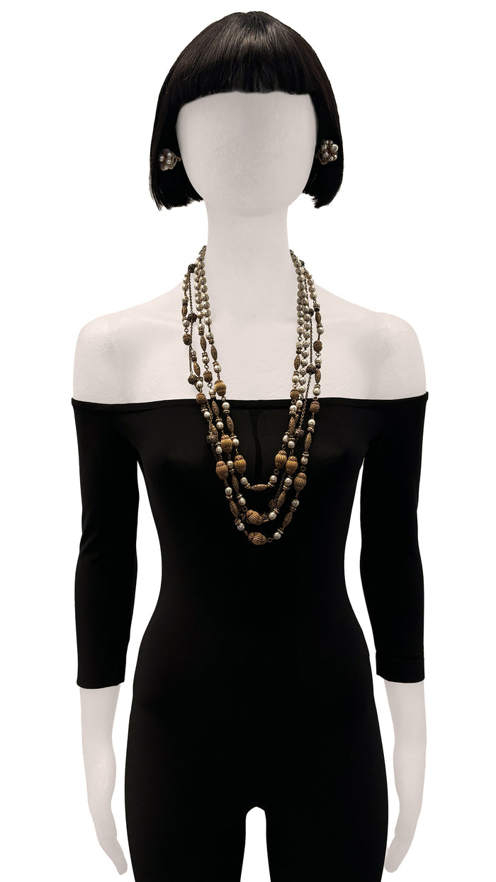 norma kamali MIRIAM HASKELL LAYERED BEADED NECKLACE AND EARRING SET