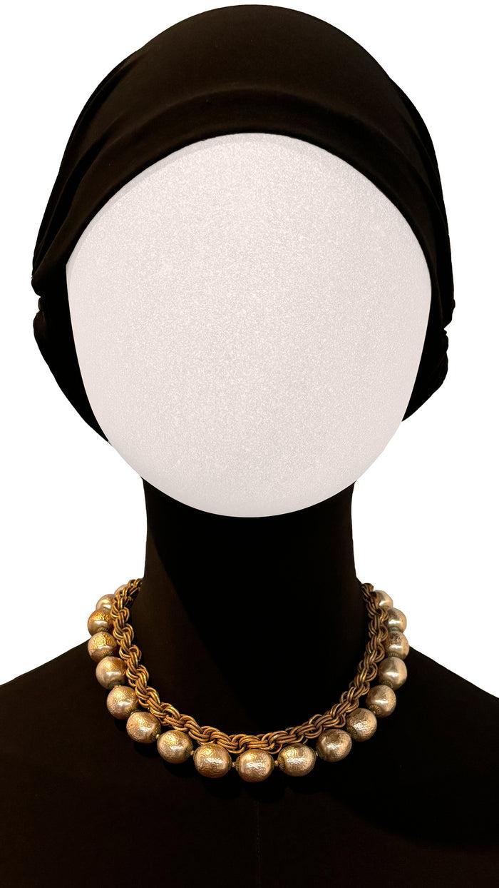 Norma Kamali MIRIAM HASKELL PEARL/BRASS CHAIN NECKLACE