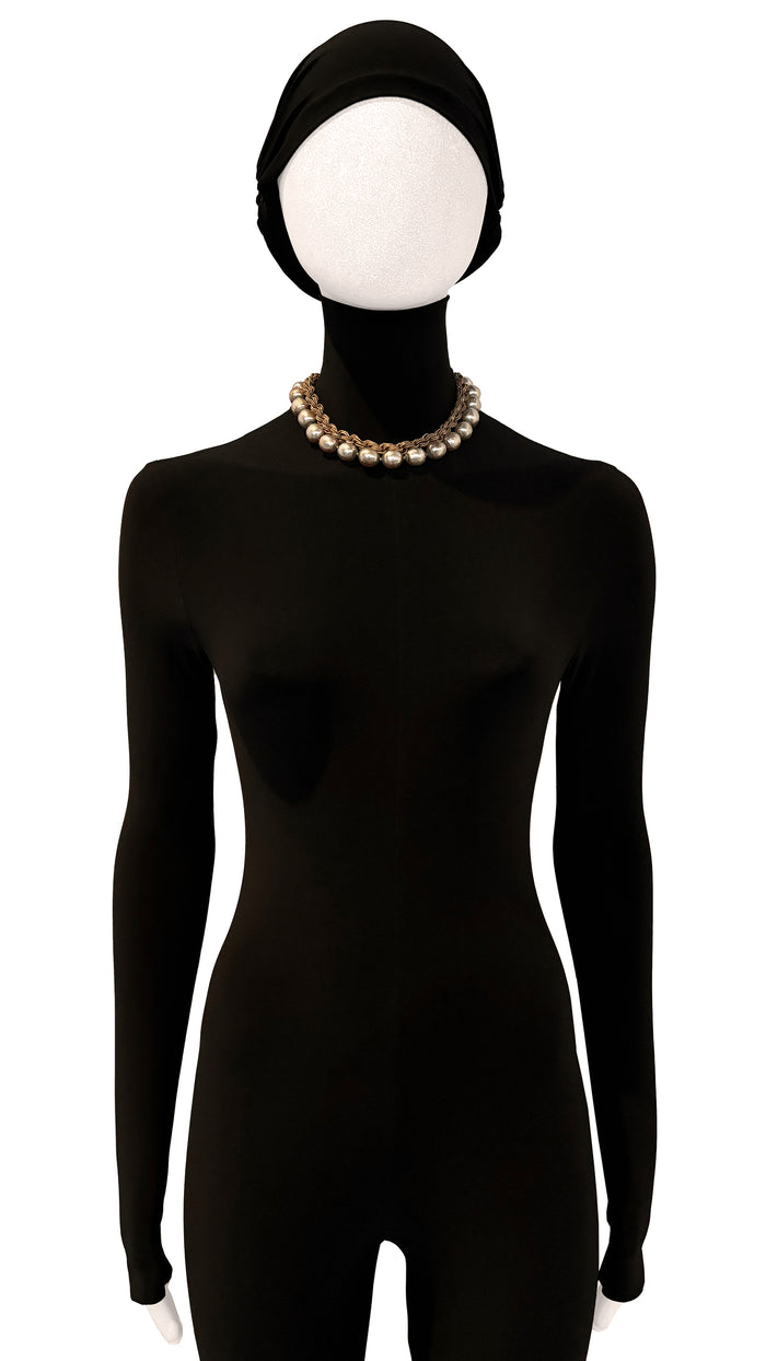 norma kamali MIRIAM HASKELL PEARL/BRASS CHAIN NECKLACE