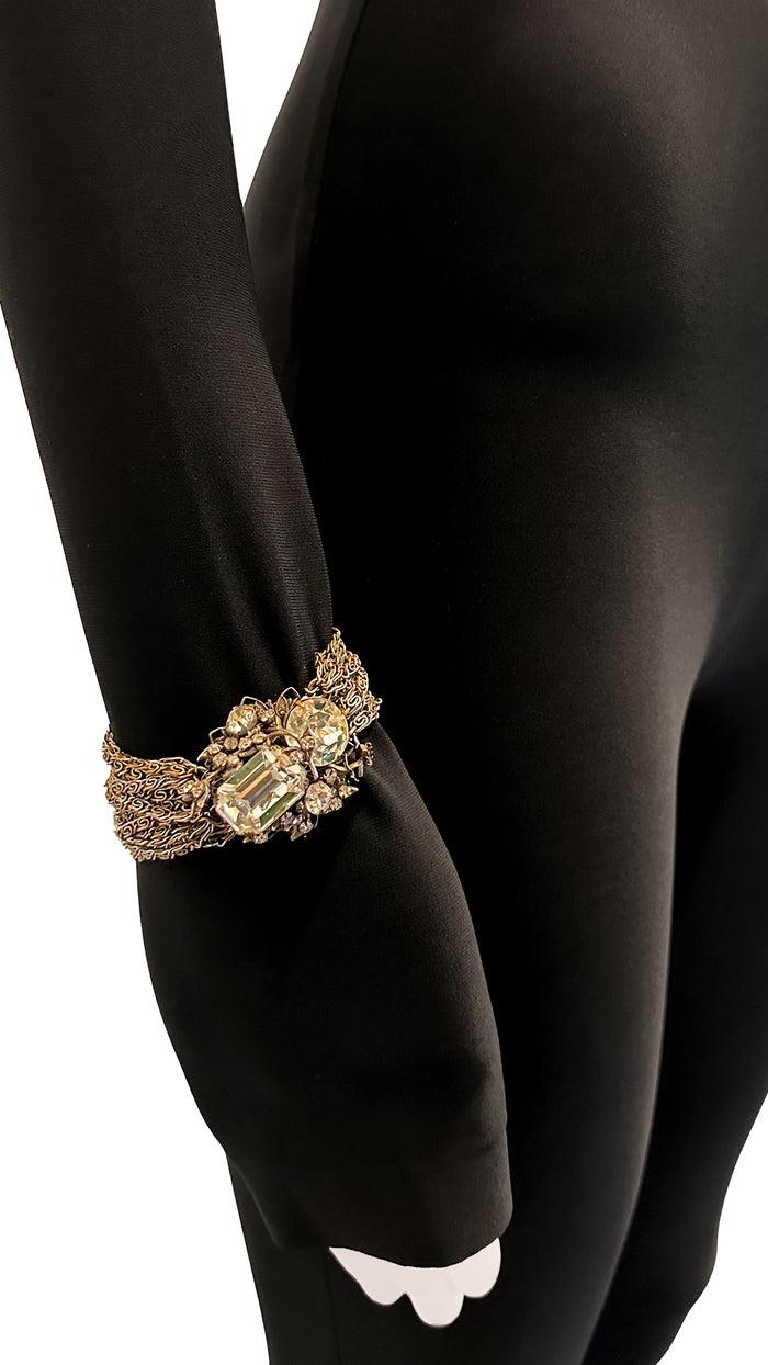 Norma Kamali MIRIAM HASKELL STONE/BRASS BROOCH EARRING & BRACELET SET