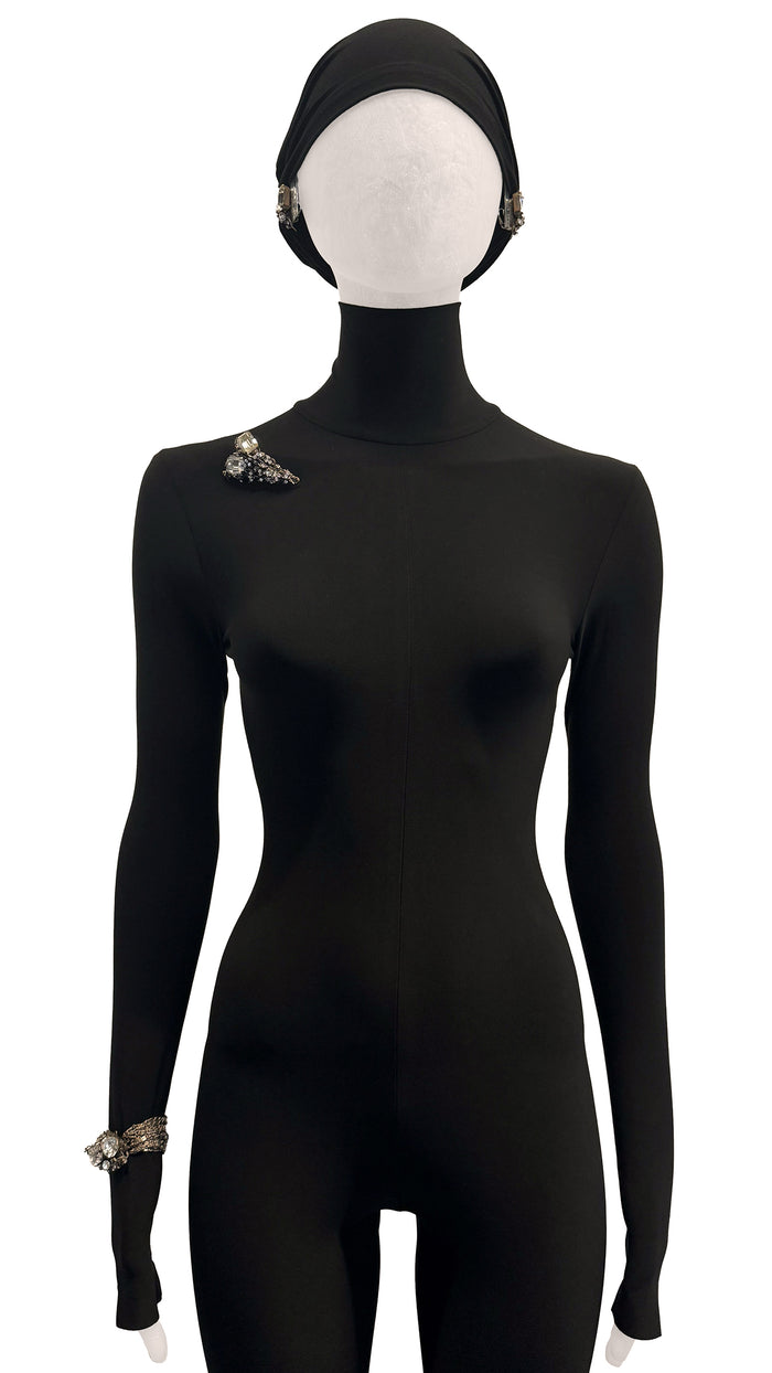 norma kamali MIRIAM HASKELL STONE/BRASS BROOCH EARRING & BRACELET SET