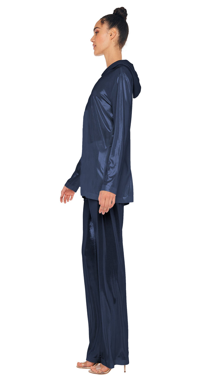 Norma Kamali BOYFRIEND LONG SLEEVE HOODED TOP