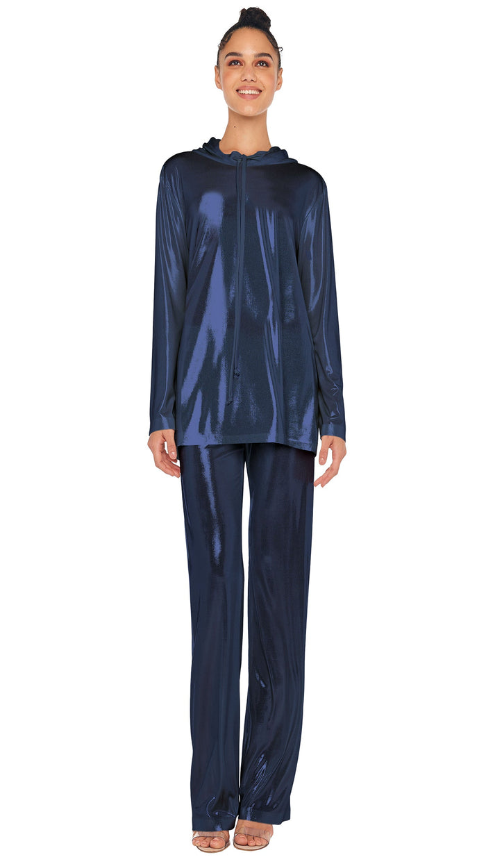 norma kamali BOYFRIEND LONG SLEEVE HOODED TOP