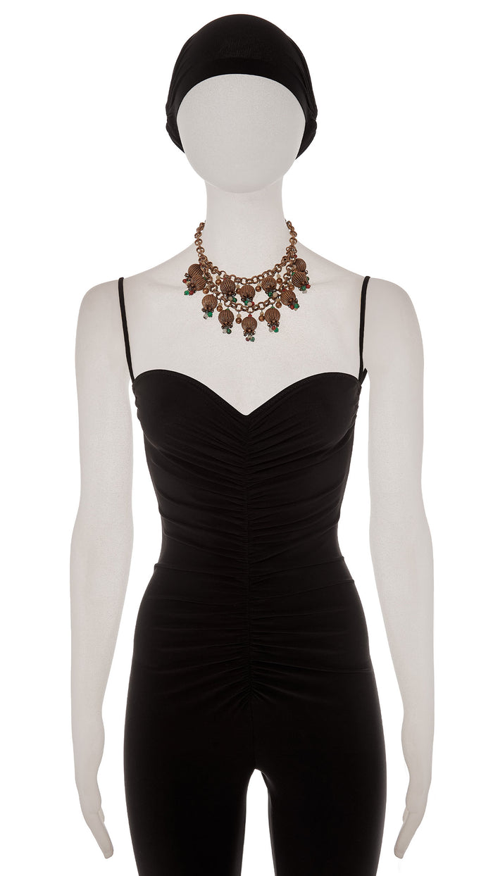 norma kamali BRASS & COLOR BEADED TIERED NECKLACE