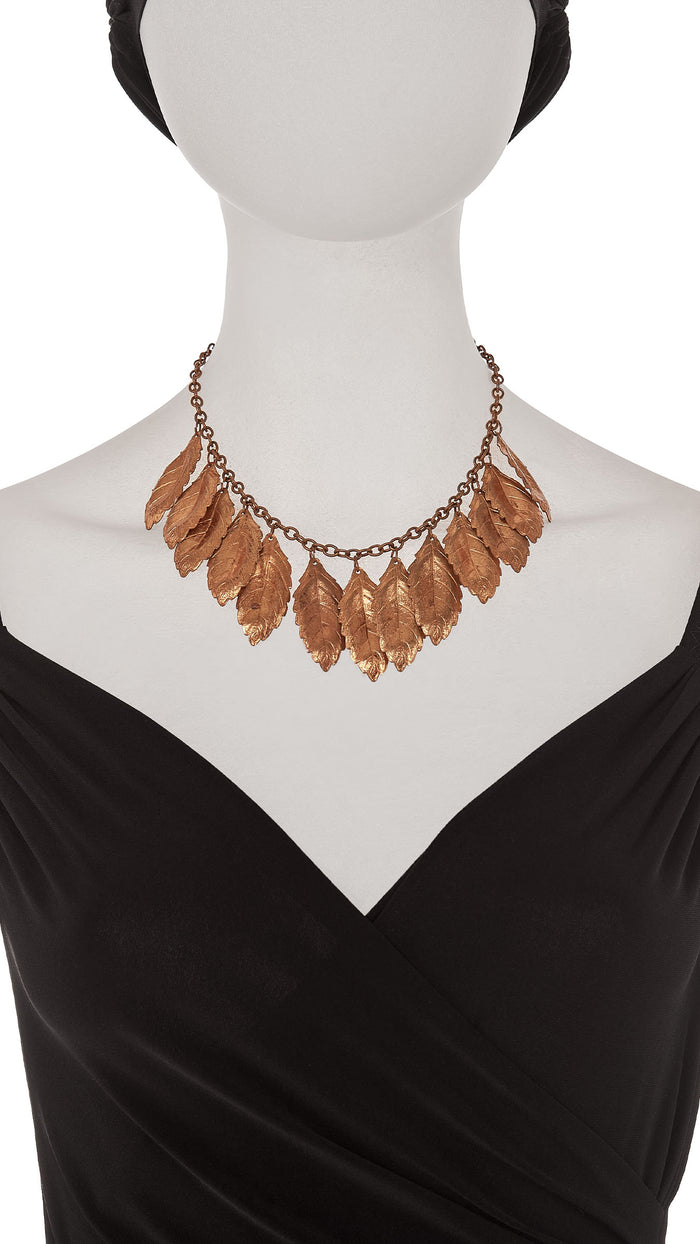 Norma Kamali BRASS LEAF TIERED NECKLACE
