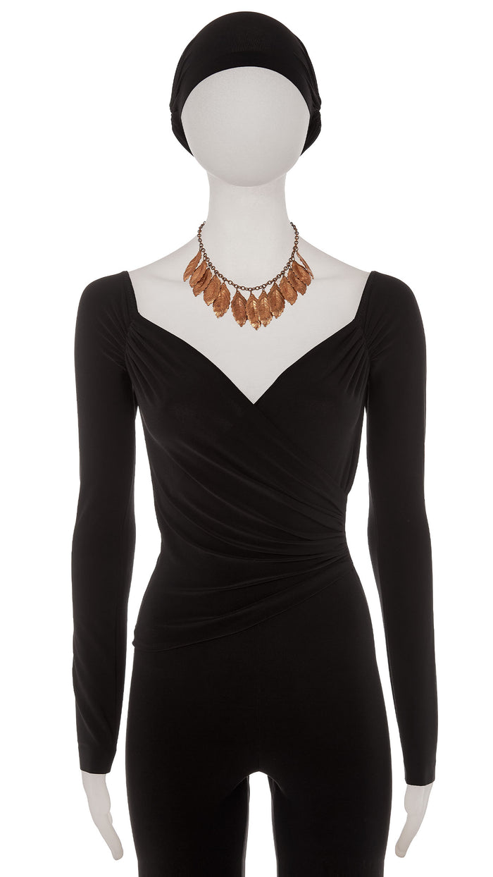 norma kamali BRASS LEAF TIERED NECKLACE