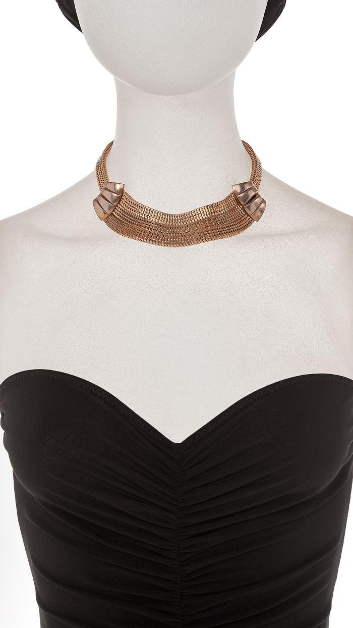 Norma Kamali BRASS TIERED CHOKER WITH DETAIL