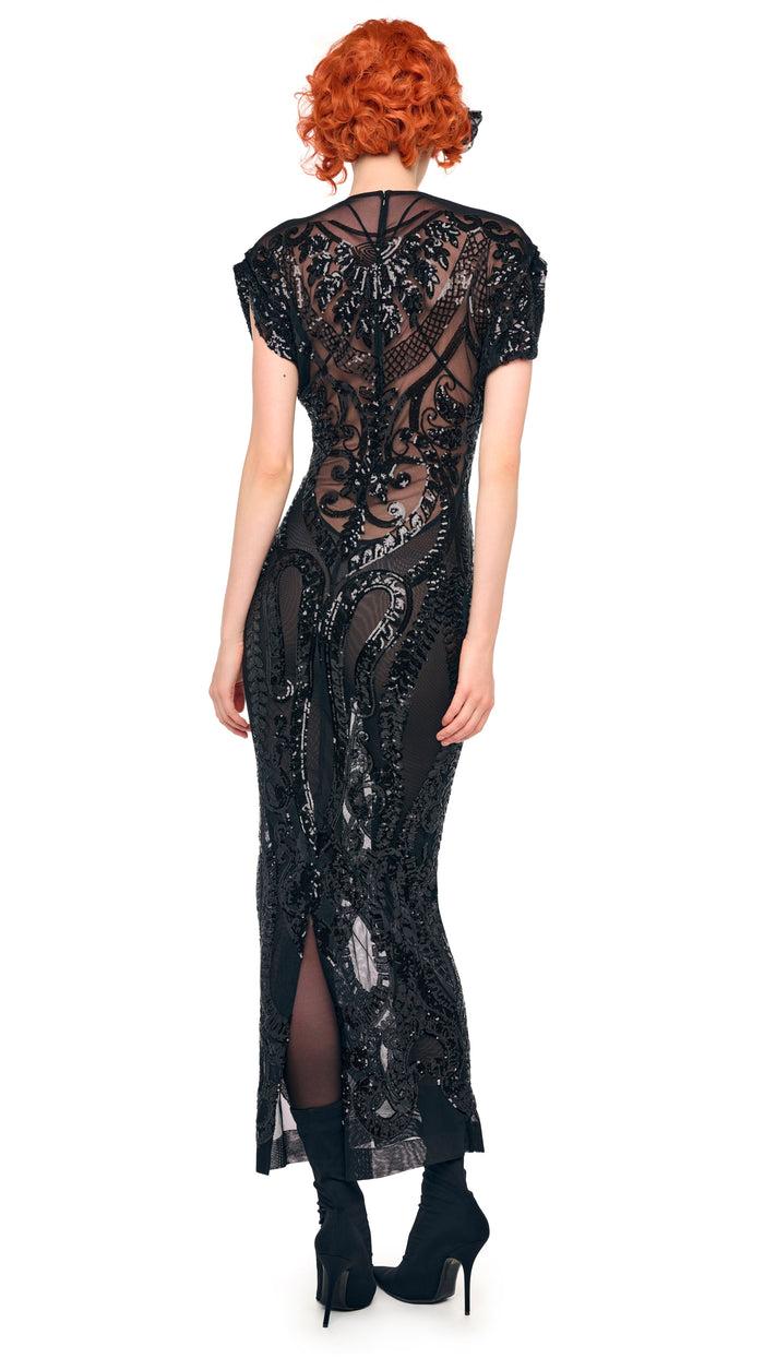 Norma Kamali CAP SLEEVE LONG DRESS