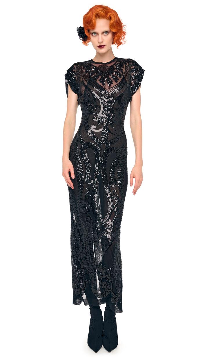 norma kamali CAP SLEEVE LONG DRESS