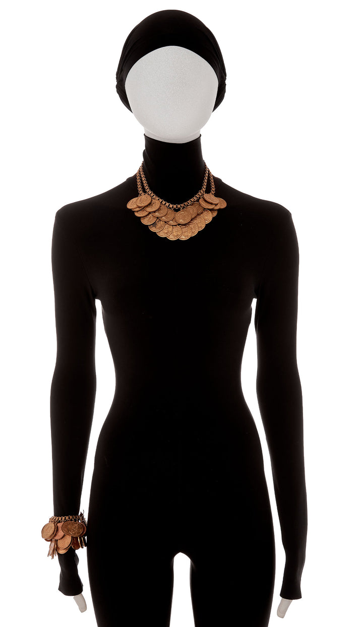norma kamali COIN NECKLACE DUAL BRACELET SET
