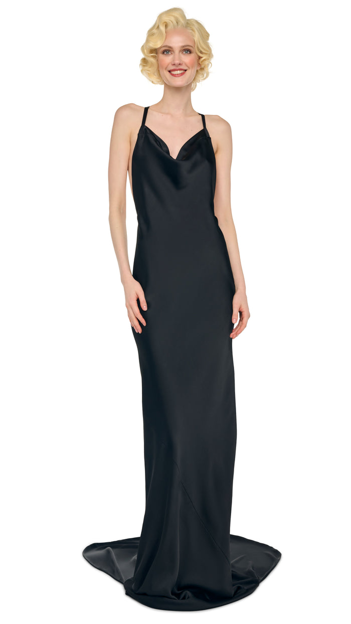 norma kamali CROSS BACK BIAS GOWN W/ TRAIN