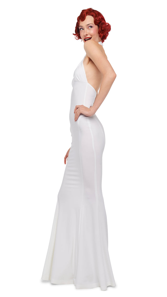 Norma Kamali CROSS HALTER FISHTAIL GOWN