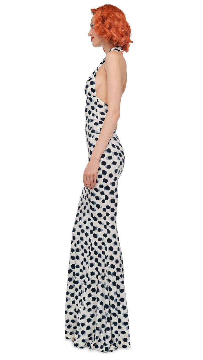 Norma Kamali CROSS HALTER FISHTAIL GOWN