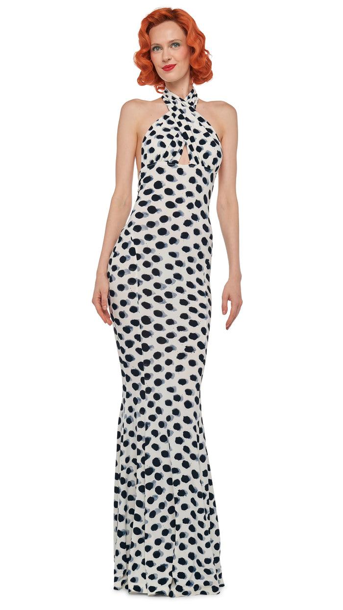 norma kamali CROSS HALTER FISHTAIL GOWN