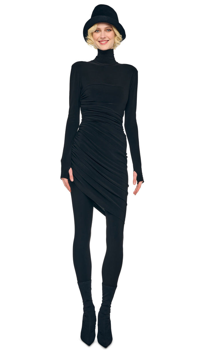 norma kamali DIANA MINI DRESS W/ CATSUIT