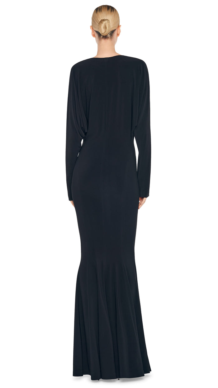Norma Kamali DOLMAN V NECK FISHTAIL GOWN