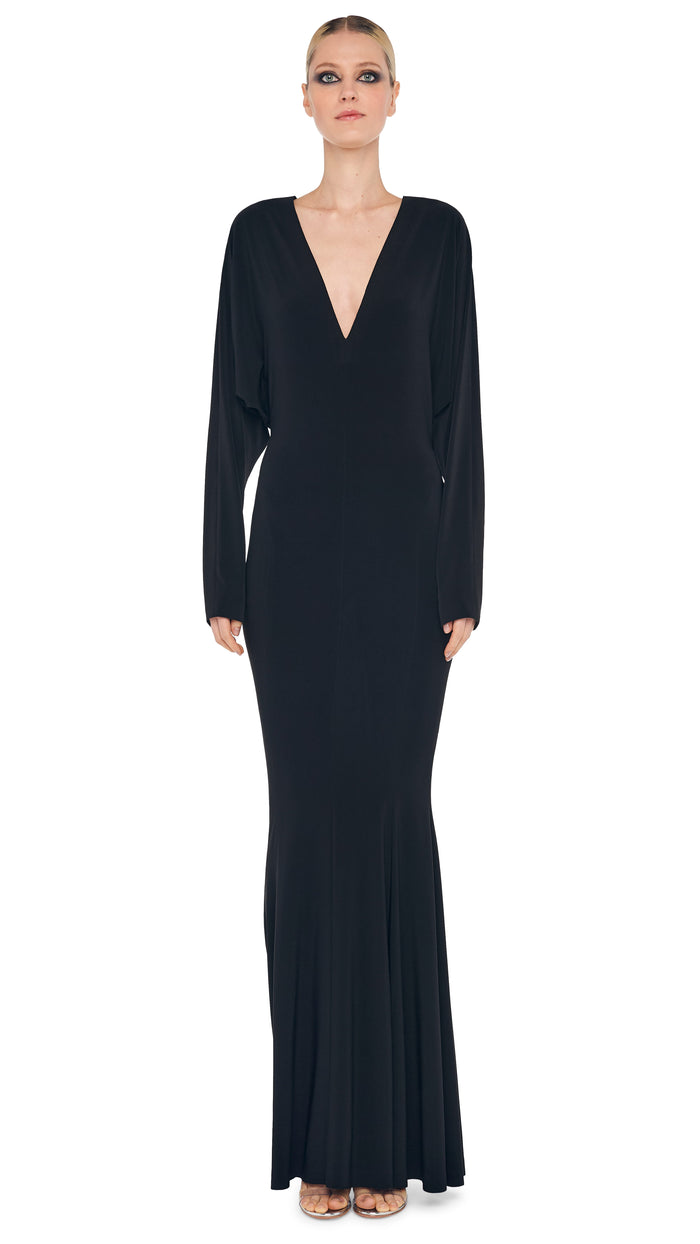 norma kamali DOLMAN V NECK FISHTAIL GOWN